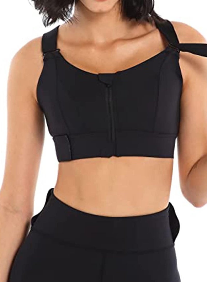 Sports Bra for Women Zip Front Workout High Impact Running Wireless Post Surgery Tank Tops - Image 1