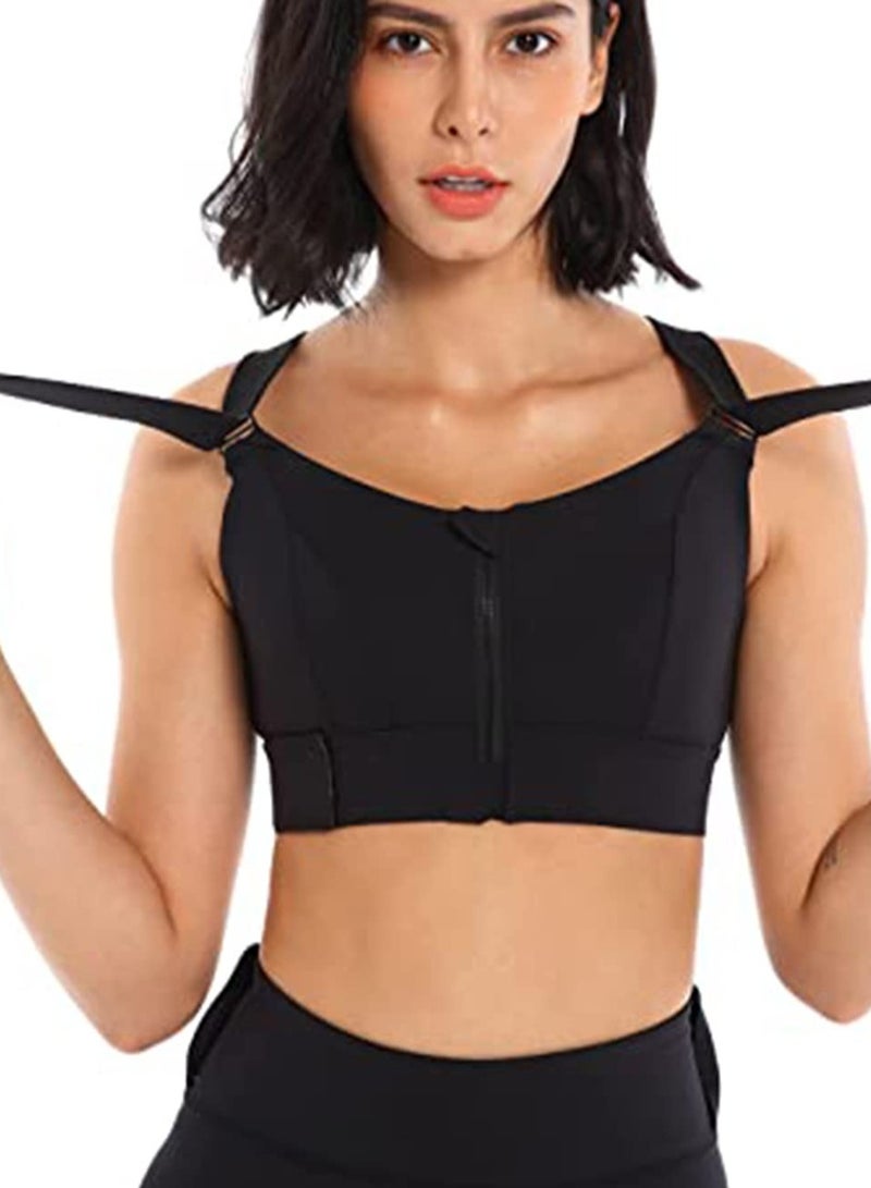 Sports Bra for Women Zip Front Workout High Impact Running Wireless Post Surgery Tank Tops - Image 4