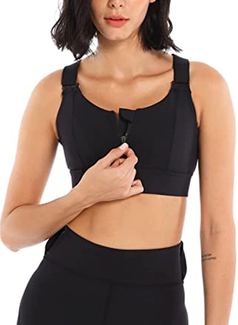 Sports Bra for Women Zip Front Workout High Impact Running Wireless Post Surgery Tank Tops - Image 2