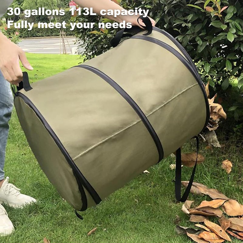 klarako Collapsible Trash Can, 30 Gallon Large Collapsible Pop Up Recycling Leaf Bag Reusable Camping Trash Can with Handles, Waterproof and Tear Resistance, for Camping, Laundry, Storage, Garden (Green) - Image 4