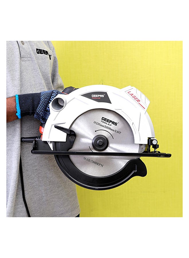 GEEPAS 235mm Multi-Purpose Circular Saw, Bevel Angle Joint Cuts - 85mm Cutting Depth, Depth & Angle Adjustment | Ideal for Wood, Mild Steel & Plastic Red/Silver/Black - Image 3