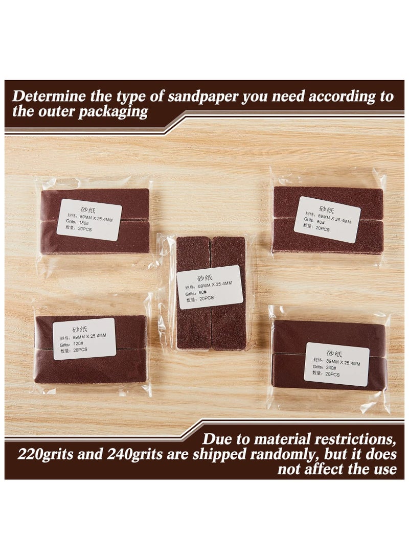 100 Pieces Detail Sander Refills, Micro Finishing Sander Paper, Micro Zip Finger Sander for Crafts, Assorted Grit of 60/80/ 120/180/ 240, 3.5 x 1 Inch for Wood Furniture Metal Automotive  - Image 5