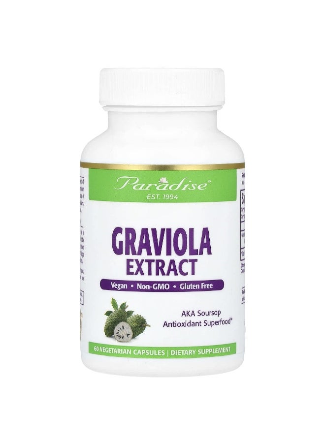 Paradise Herbs Paradise Herbs, Graviola Extract, 250 mg, 60 Vegetarian Capsules  - Image 1