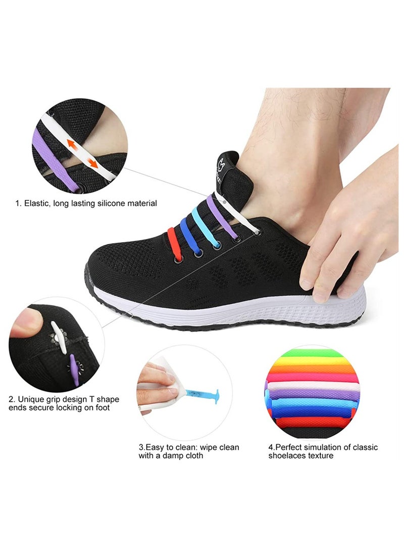 KASTWAVE Lazy Tying-Free Elastic Shoelaces 16 Pcs ElasticWaterproof No Tie Shoe Laces for Sneakers Laces Special No Tie Rubber for Kids and Adults Sneakers Running Shoes Boots Board Shoes and Casual Shoes - Image 3