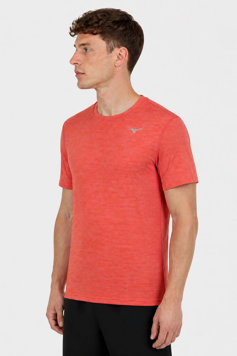 Mizuno Men Sportswear Fit Short Sleeve Training T-Shirt, Heather Rust - Image 3