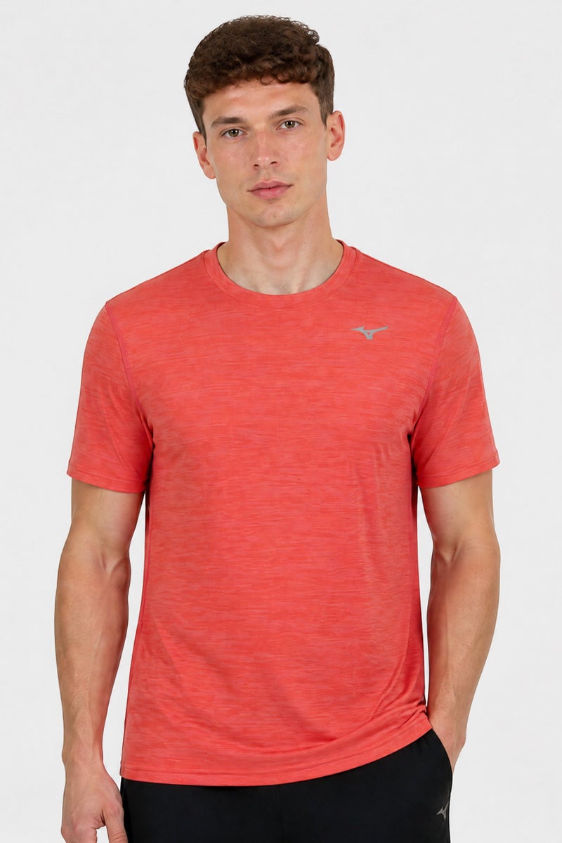 Mizuno Men Sportswear Fit Short Sleeve Training T-Shirt, Heather Rust - Image 1