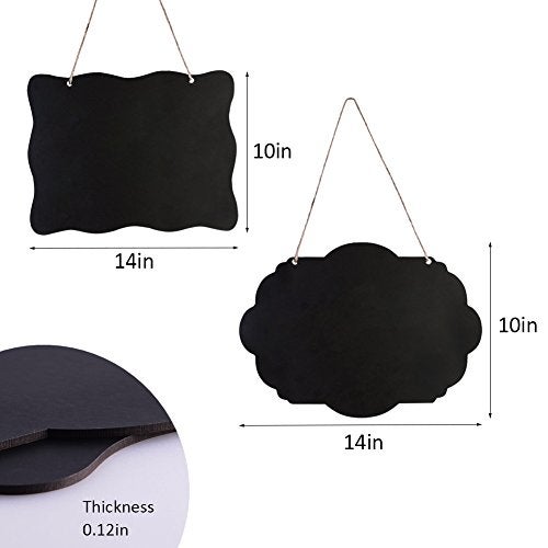 AUSTOR Chalkboard Sign 8x10 Inch Double Sided Erasable Message Board with Hanging Strings, 2 Shapes x 2, 4 Pack - Image 2