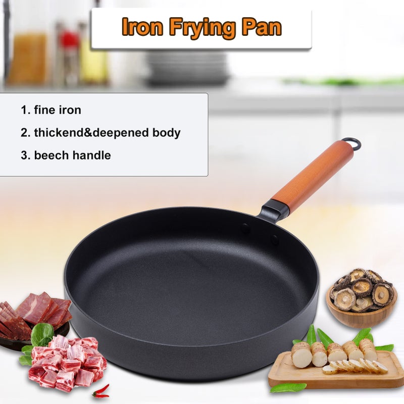 Non-stick Frying Pan Iron Pan Iron Skillet  Cookware Deep Frying Pan Iron Pot - Image 2