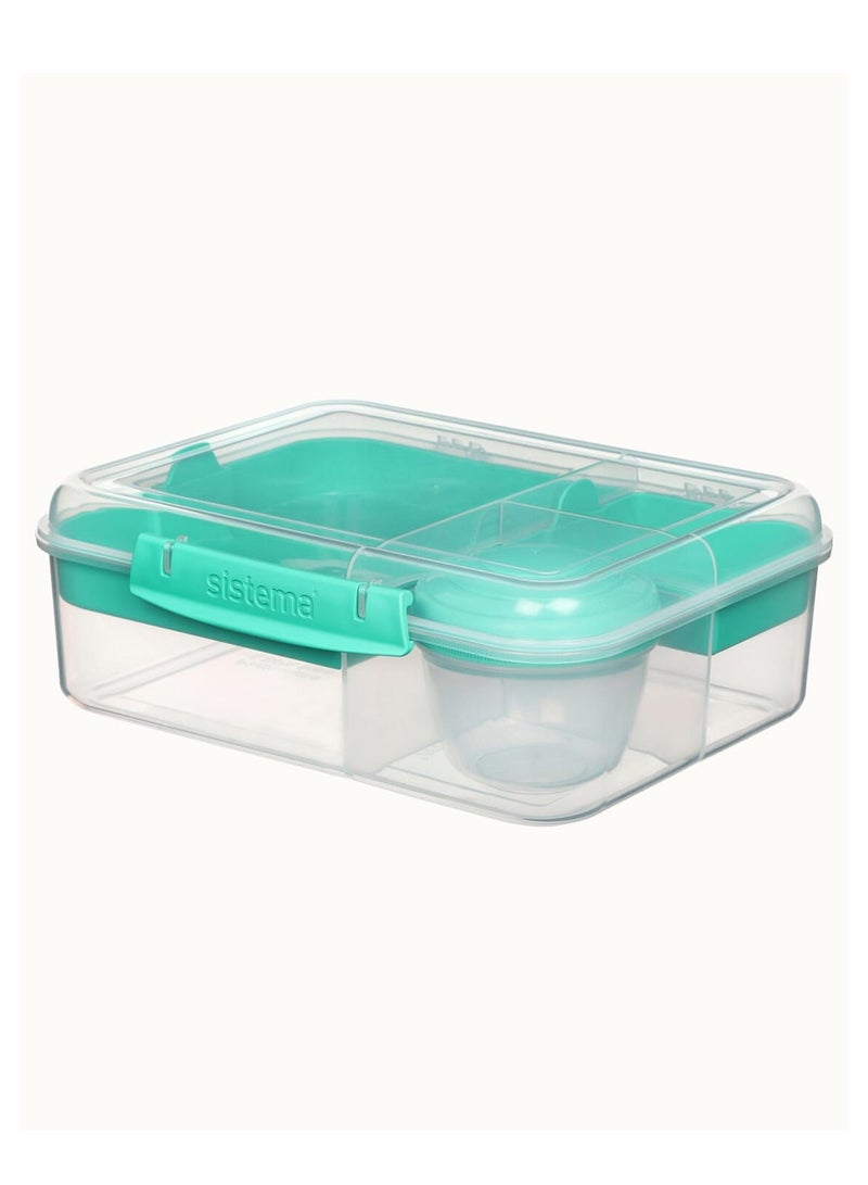 Sistema Bento Lunch To Go 1.65L, portable & Stackable for Work, Schools, featuring easy locking clip with multi-compartments. Is Microwave, Dishwasher safe and BPA Free, Green - Image 5