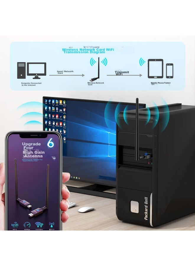 Edup Ax900 Wifi 6 Driverless Usb Dual-band 5g Bluetooth 5.3 Wireless Network Adapter For Desktop Computers, Wifi Receiver Compatible With Win10/11 Ep-ax900s - Image 5