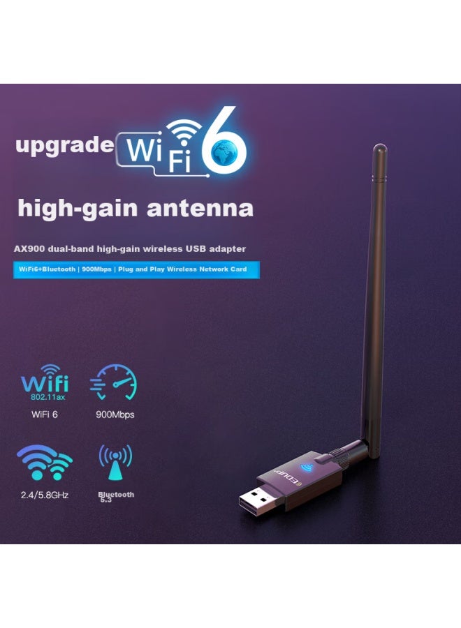 Edup Ax900 Wifi 6 Driverless Usb Dual-band 5g Bluetooth 5.3 Wireless Network Adapter For Desktop Computers, Wifi Receiver Compatible With Win10/11 Ep-ax900s - Image 1