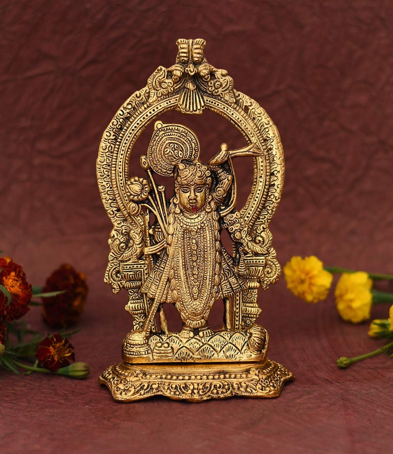 Craftam Oxidised Metal Hindu God Sri Shrinathji Nathdwara Idol Sculpture Statue Murti -Puja - Image 1