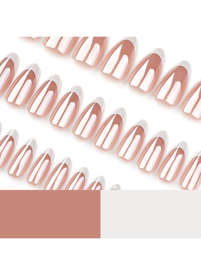 Kanza 24Pcs Press on Nails, False Nails, Fake Nails Set for Women Girls Nail Art Accessories, Press On Nail with Glue Stickers for Easy Apply, Stick On Fingernails Set - Image 3