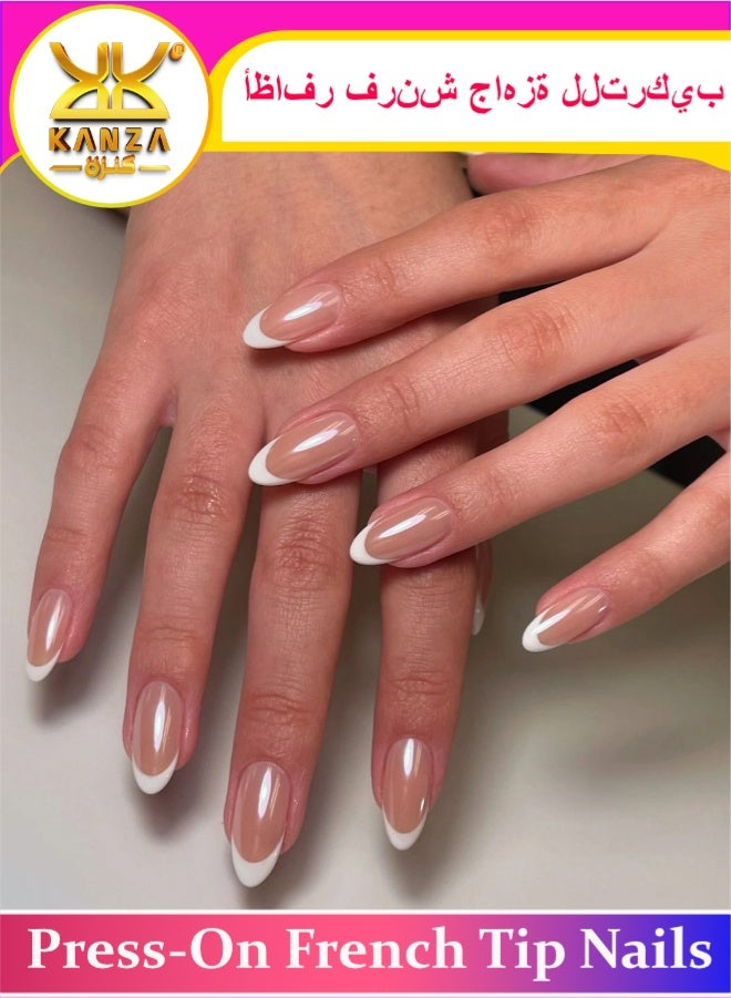 Kanza 24 قطعة أظافر لاصقة، أظافر مزيفة، مجموعة أظافر مزيفة للفتيات والنساء، ملحقات فن الأظافر، أظافر لاصقة مع ملصقات لاصقة للتطبيق السهل، مجموعة أظافر لاصقة - Image 1
