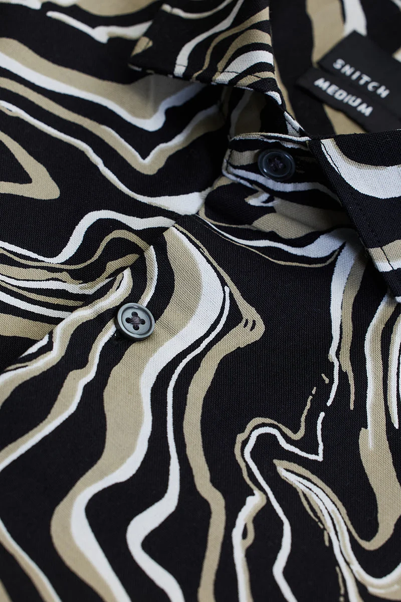 SNITCH Charcoal Grey Abstract Slim Fit Shirt