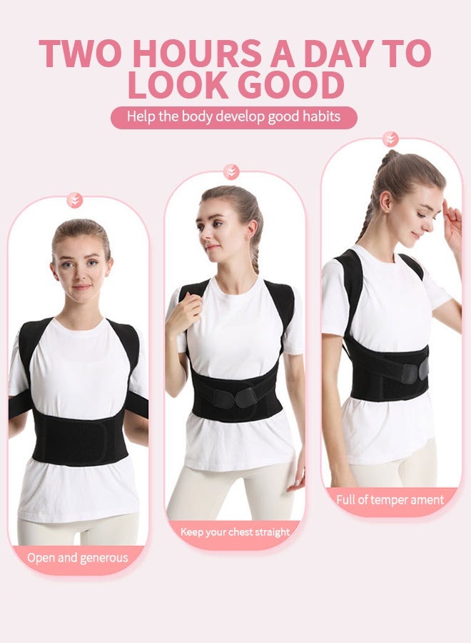 UETEEY Posture Corrector for Women and Men, Adjustable Shoulder Straightener, Back Support Brace, Upper Spine scoliosis, hunchback Black X-Large - Image 3