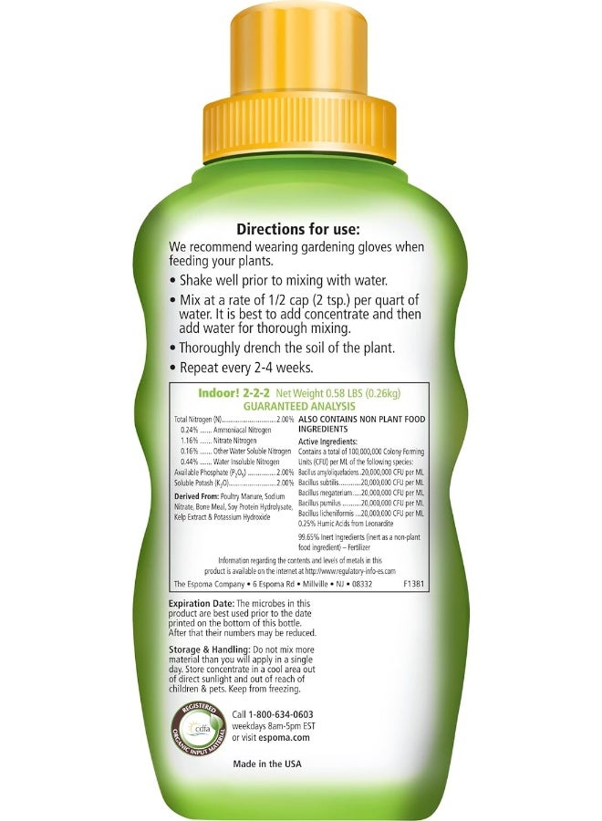 Espoma Organic 8 Ounce Concentrated Indoor! Plant Food - Indoor Plant Fertilizer For Large And Small Plants Like Pothos, Fiddle Leaf Fig, Monstera, Snake And Palms  - Image 3