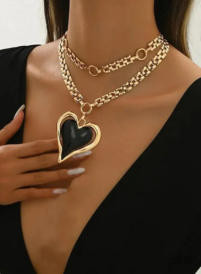 Take Two Take Two Heart Shape Decor Layered Necklace