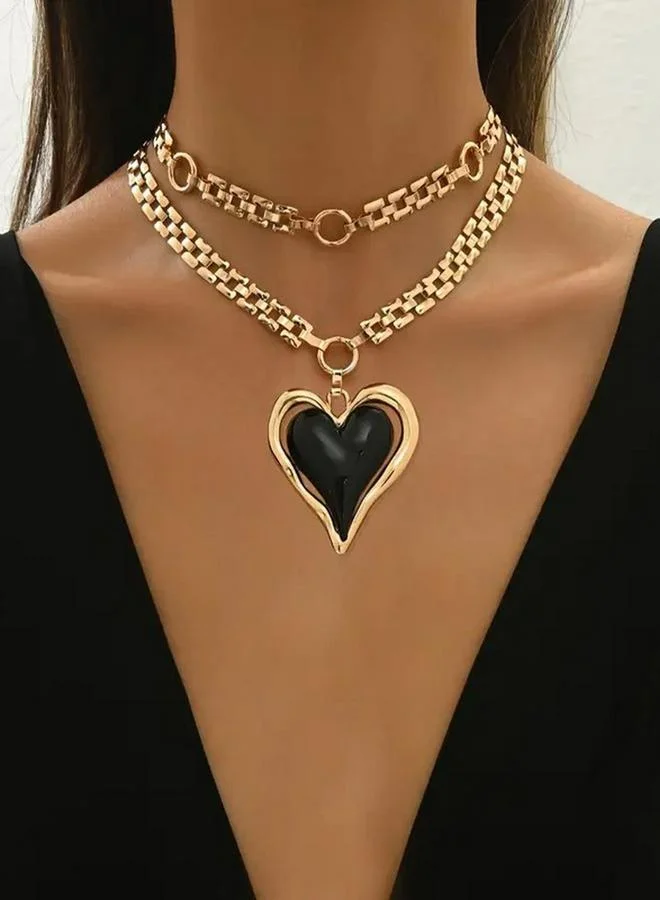 Take Two Take Two Heart Shape Decor Layered Necklace