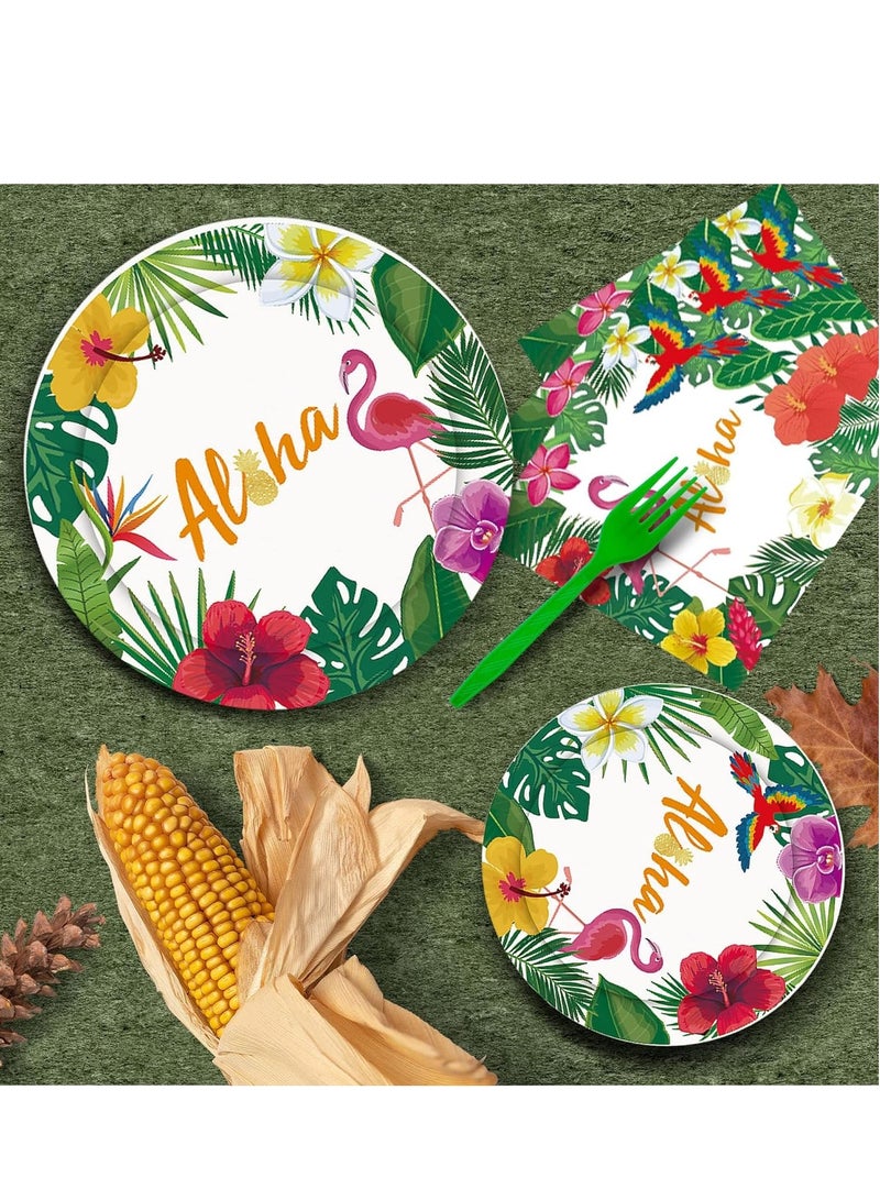 SYOSI Hawaiian Plates and Napkins for 24, Party Decoration, Luau Napkins, Aloha Plates, Cups Themed  - Image 4