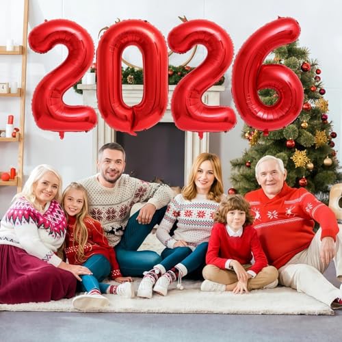 BBPOOL Red 2026 Balloons 40 Inch 2026 Number Balloon Foil New Year Balloon Numbers for New Years Eve Party Graduation Party Decoration - Image 5
