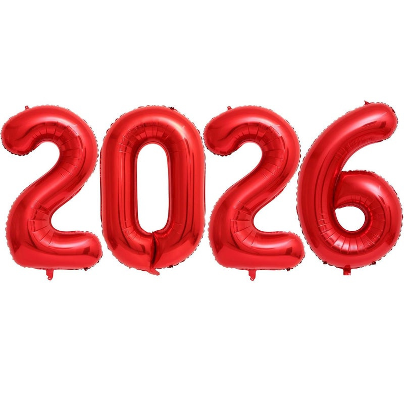 BBPOOL Red 2026 Balloons 40 Inch 2026 Number Balloon Foil New Year Balloon Numbers for New Years Eve Party Graduation Party Decoration - Image 3