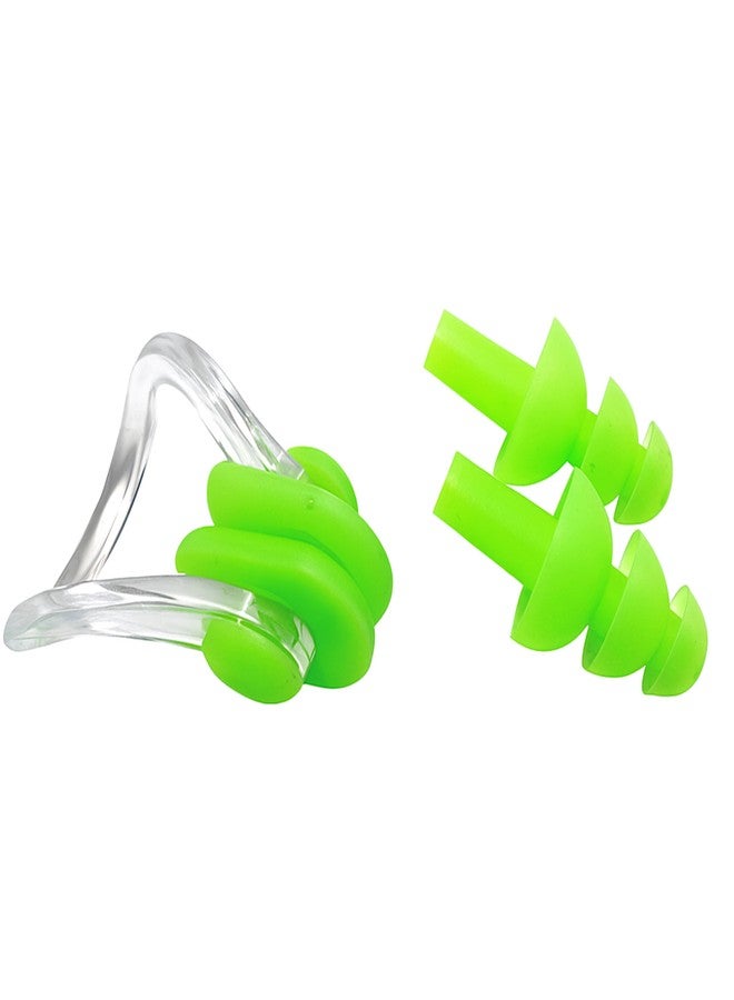 KAAS Swimming Kit Nose and Ear Protector Water Protector Nose Clip and Ear Clip for Swimmer, Adults and Children Swimming Ear Plugs (Green) - Image 1