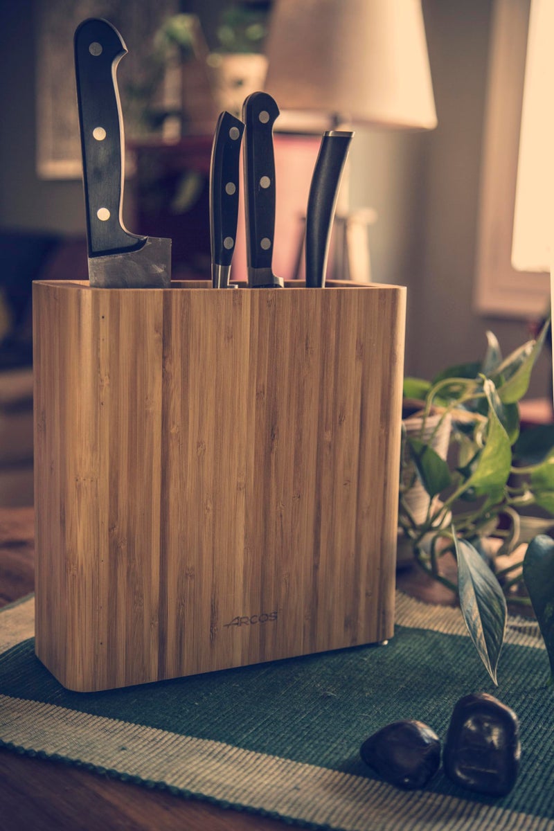 ARCOS Universal Knife Block Set Without Knives Up to 10 Inch. 220x89x280mm. 3700 gr. Made of Bamboo. Series Tacos Universales. Color Brown - Image 4