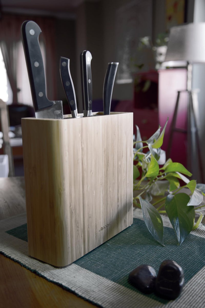 ARCOS Universal Knife Block Set Without Knives Up to 10 Inch. 220x89x280mm. 3700 gr. Made of Bamboo. Series Tacos Universales. Color Brown - Image 2
