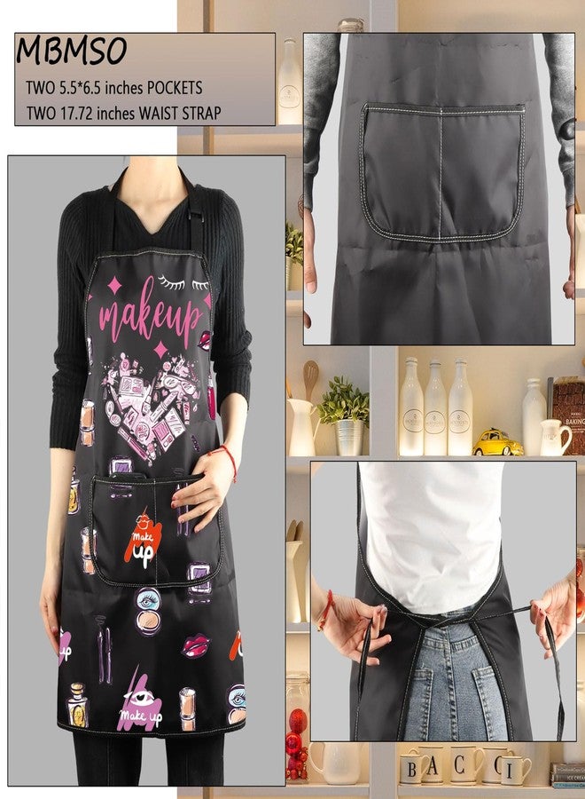 MBMSO Makeup Artist Aprons with Pockets Makeup Apron for Artist Esthetician Gift Cosmetology Student Gift Aprons (Makeup Artist Apron-black) - Image 3
