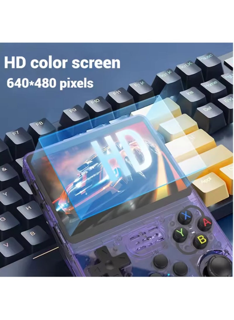Generic - Handheld Retro R36S Game Console Linux System With 64G TF Card, 20000+ Games, Retro Video Game Console 3.5 Inch IPS Screen Purple - Image 1