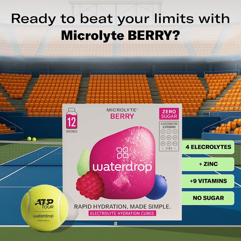 waterdrop MICRODRINK مكعبات ترطيب ووتر دروب مايكرو لايت - نكهة التوت، مزيج مشروب إلكتروليت مع زنك، مغنيسيوم، بوتاسيوم، كالسيوم و 9 فيتامينات، بدون سكر، 24 قطعة - Image 2
