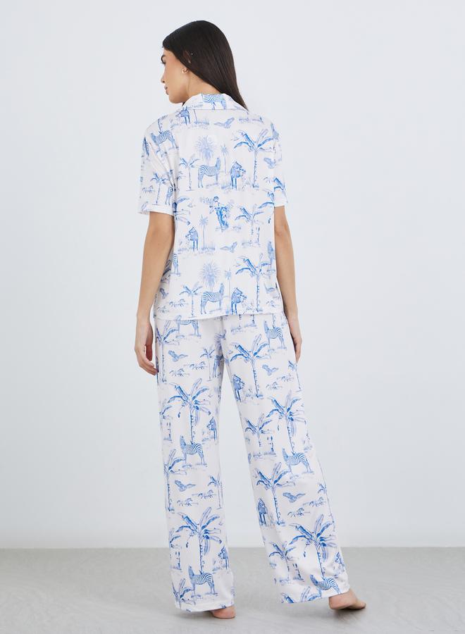تايك تو طقم بيجامة وقميص بأزرار بطبعة جرافيك - Image 5