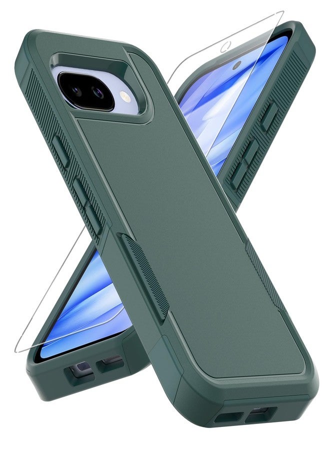 yuanming for Pixel 9A Case, [Military Grade Drop Tested] with HD Screen Protector, Dual Layer Protective Heavy Duty Cell Phone Cover Non-Slip Shockproof Rugged Case for Google Pixel 9A (Dark Green) - Image 1