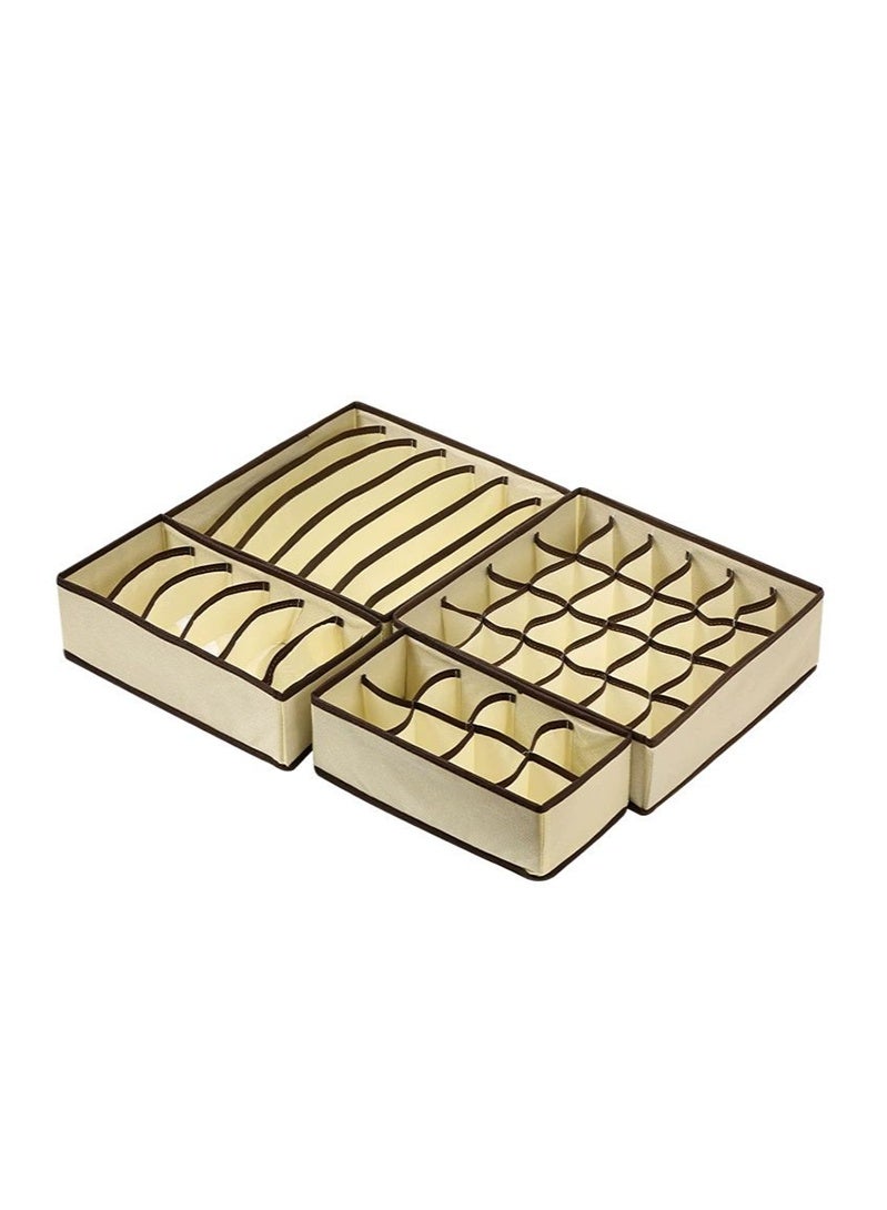 4-piece underwear storage box foldable, beige - Image 4