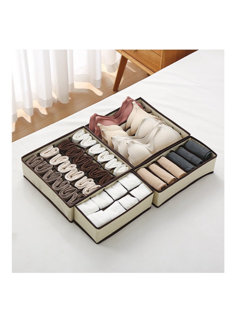 4-piece underwear storage box foldable, beige - Image 2