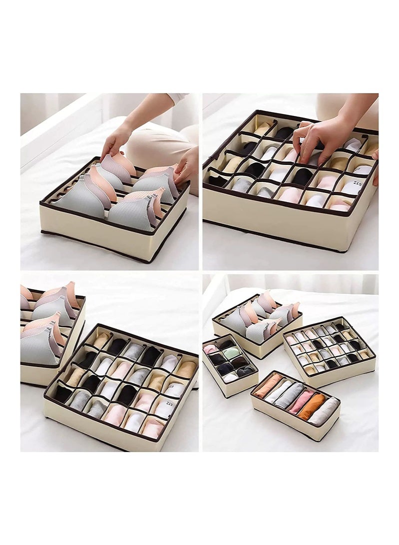 4-piece underwear storage box foldable, beige - Image 3