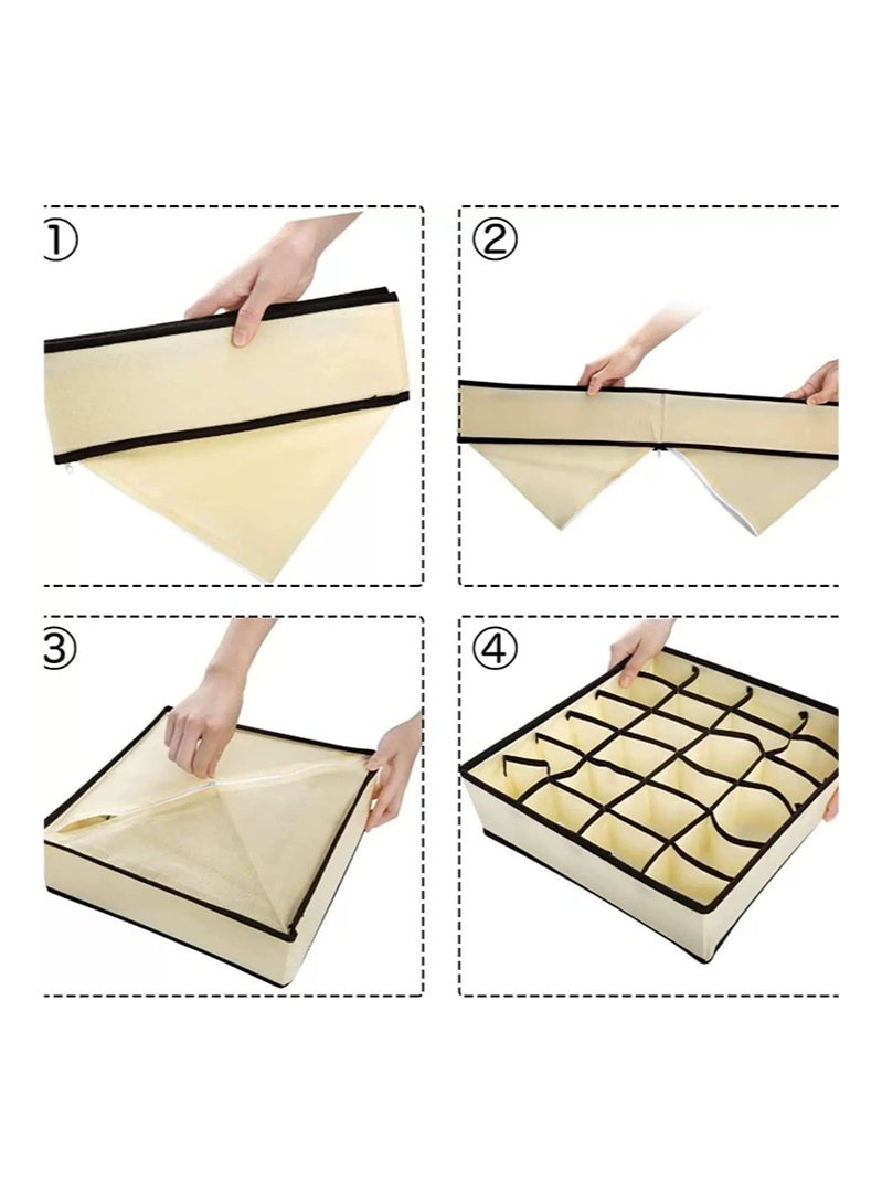 4-piece underwear storage box foldable, beige - Image 5