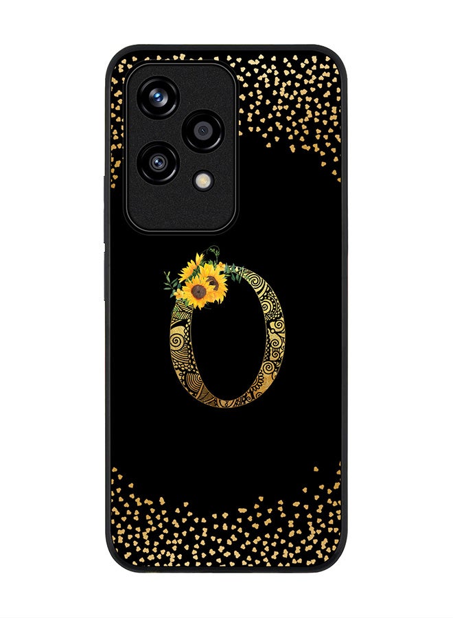 Stylizedd Rugged Black edge case for Honor 200 Lite, Slim fit Case Flexible Cover - Custom Monogram Initial Letter Floral Pattern Alphabet - O ( Black ) - Image 1