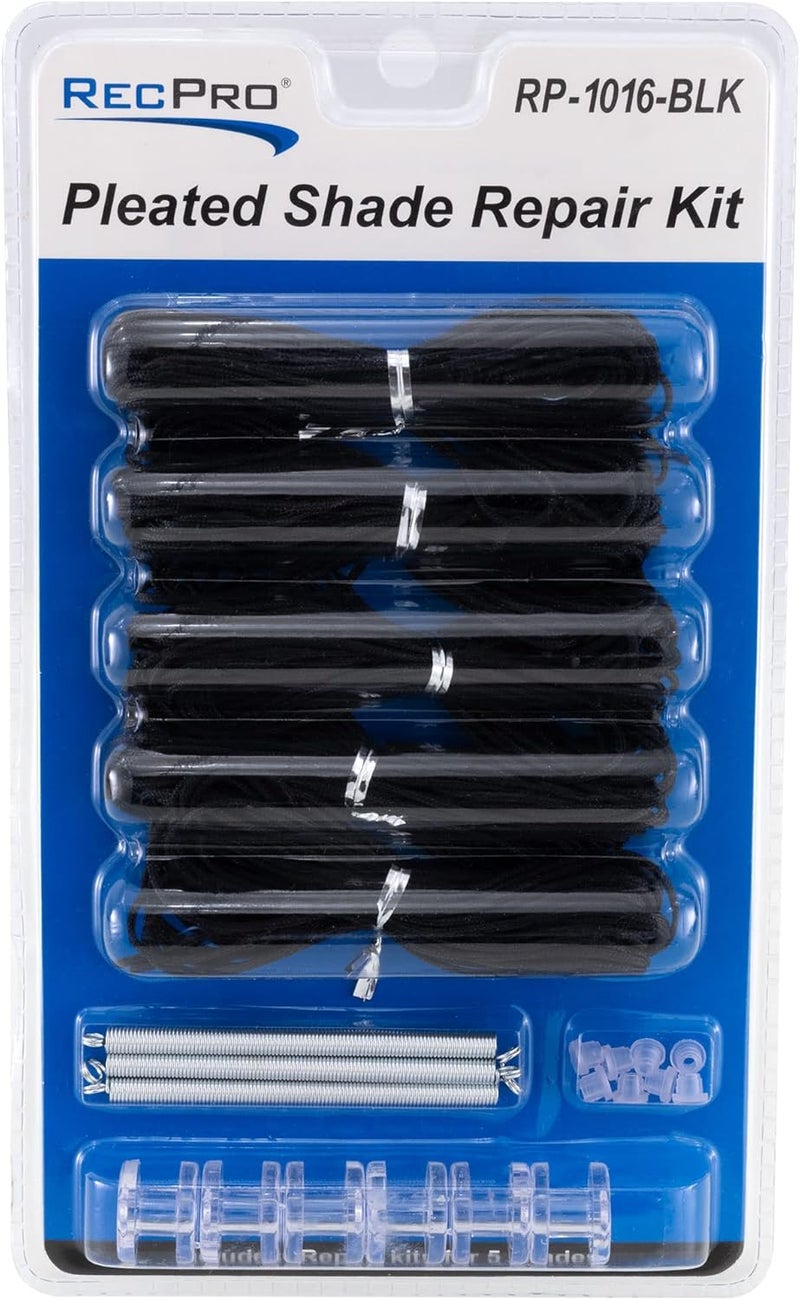 RecPro RV Pleated Shade Repair Kit | Day Night Window Shade Restringing Kit (Black) - Image 1