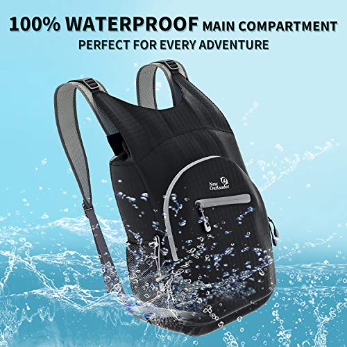 Outlander 100% Waterproof Hiking Backpack Lightweight Packable Travel Daypack(Black) - Image 2