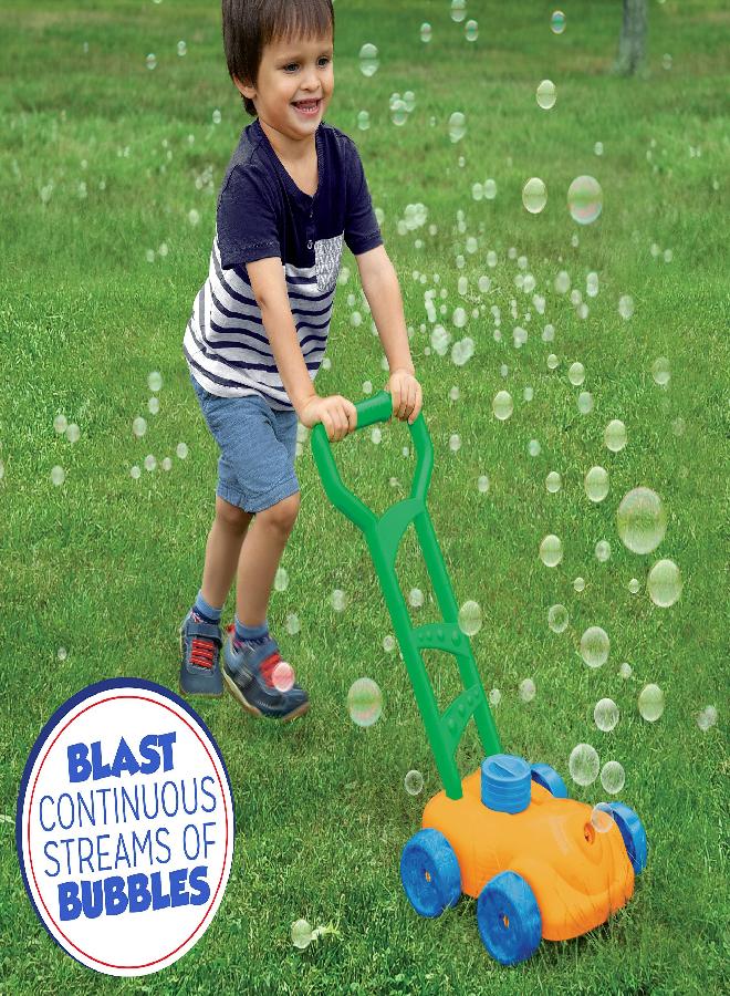 Little Kids Little Kids FUBBLES NO Spill Bubble Lawn Mower | Includes 4oz Non Tox Refill Solution | Automatic Bubble Blower Machine | Toddler Outdoor Bubble Toy, Orange - Image 2