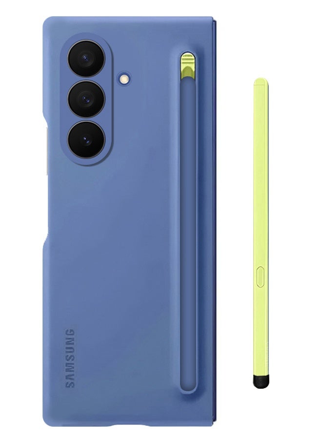 Case Cover and S Pen for Samsung Galaxy Z Fold 7, Slim Case with Built-in Compact S Pen, Holder and Storage Slot for Pen - Blue - Image 4