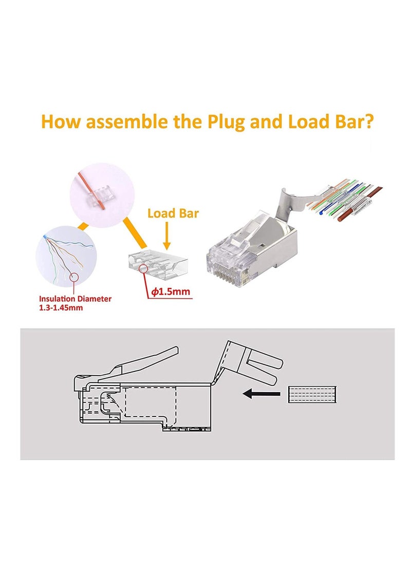 DKURVE - Cat7 Shielded Rj45 Connector Cat6A Ethernet Modular Plug with Load Bar and Boots 20 Sets - Image 1