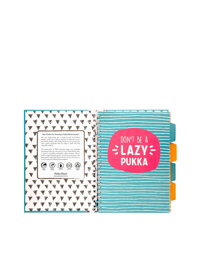 Pukka Pad - Pukka Pad, Pukka Planet B5 Project Book 1-Pack with Repositionable Dividers - 5-Subject Double Spiral Bound Notebook with 100% Recycled Paper, Recyclable After Use – 25.7 x 18.1cm - Image 1