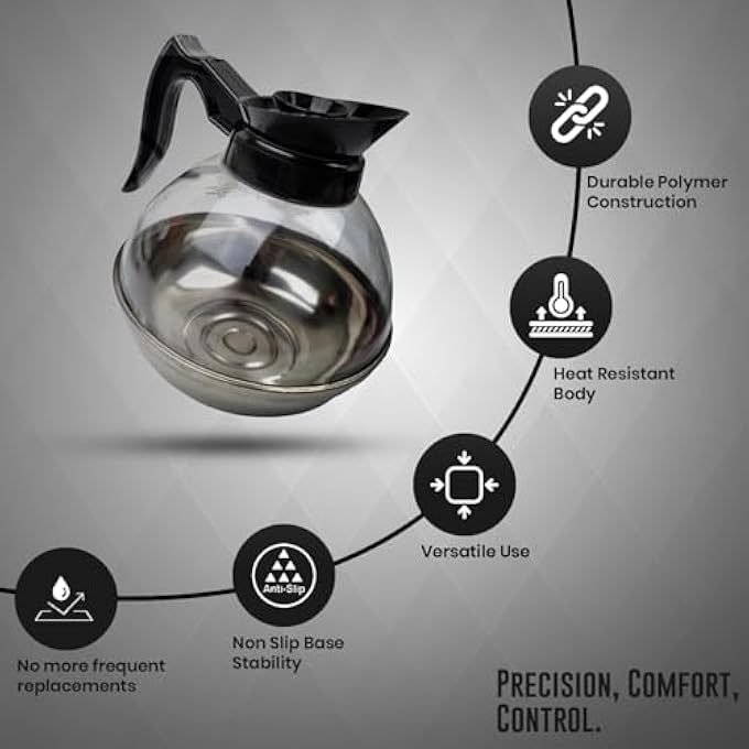 rayihni Sleek Black 64 Oz Plastic Polymer Coffee Decanter  Stainless Steel Bottom With Ergonomic Handle  Perfect For Serving Coffee At Home Or In Cafes - Image 4