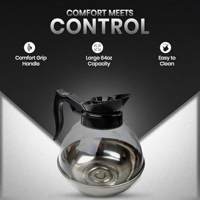 rayihni Sleek Black 64 Oz Plastic Polymer Coffee Decanter  Stainless Steel Bottom With Ergonomic Handle  Perfect For Serving Coffee At Home Or In Cafes - Image 5