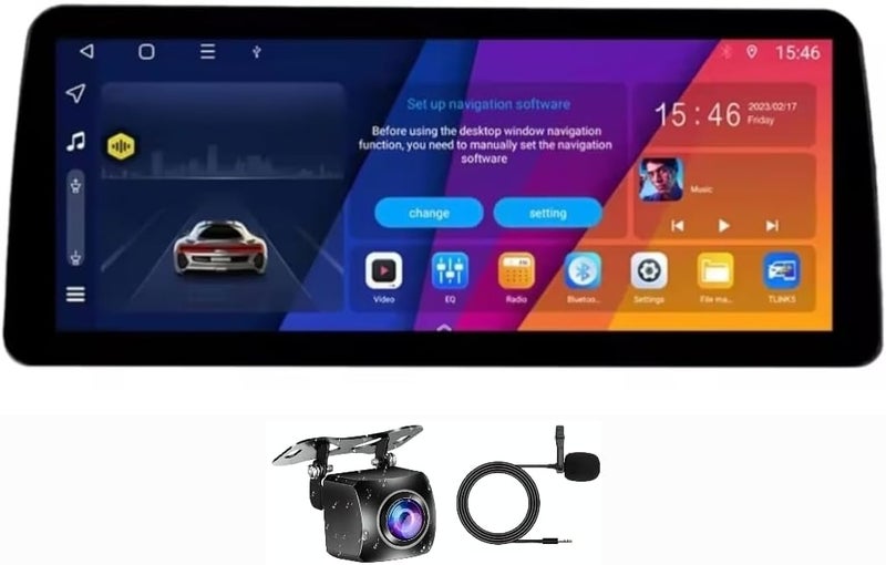 Vierex 12.3 Inch Car Stereo 12.3 inch Android Screen Suitable Both 9"/10" Size With Apple Carplay Android Auto Wireless WiFi DSP FM&AM BT AHD Camera Included Fast Interface (4+32GB Carplay Trapezoidal) - Image 1