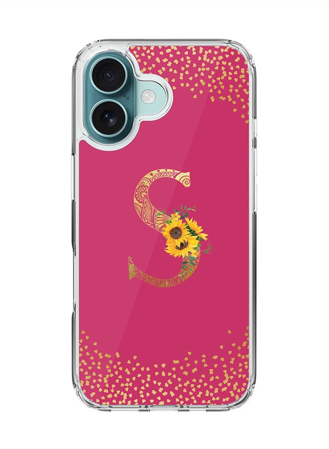 Stylizedd For iPhone 16 Case [Compatible with MagSafe] Slim Magnetic cover Clear Phone Case - Custom Monogram Mandala Floral- S ( Pink Rose ) - Image 1