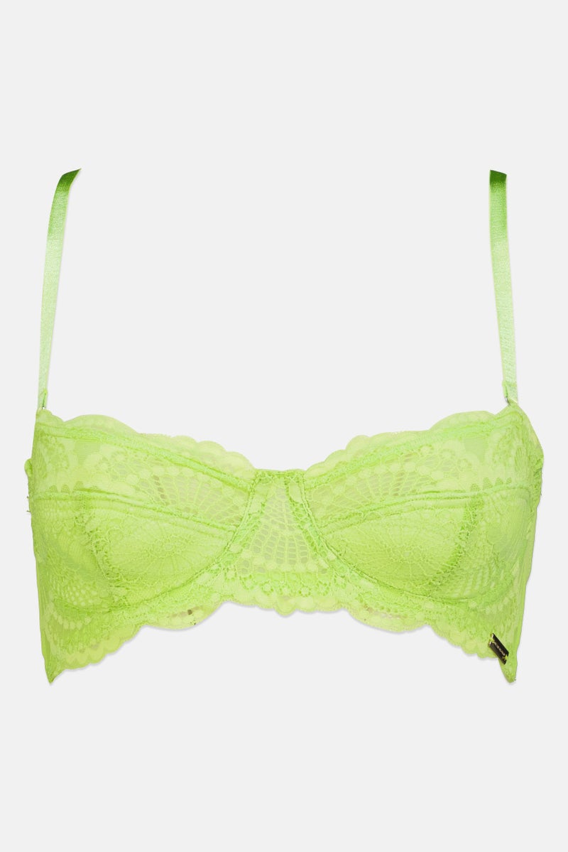 We Are We Wear Women Textured Lightly Padded Underwire Bra, Lime Green - Image 1